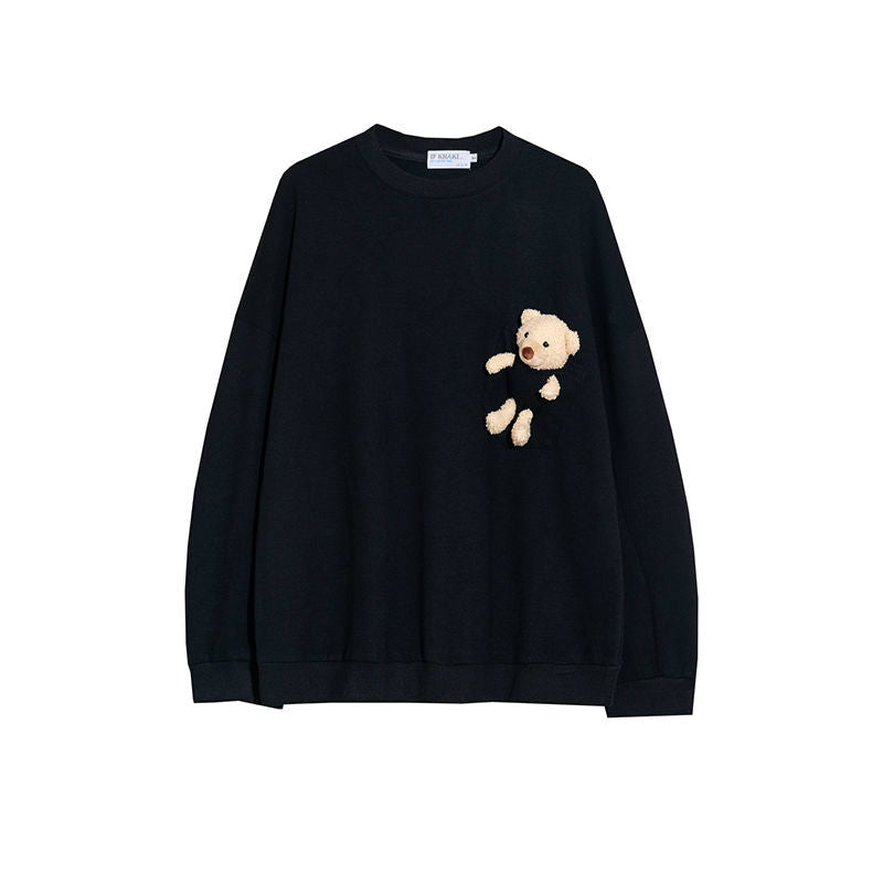 Oversized Bear-in-Pocket Sweatshirt