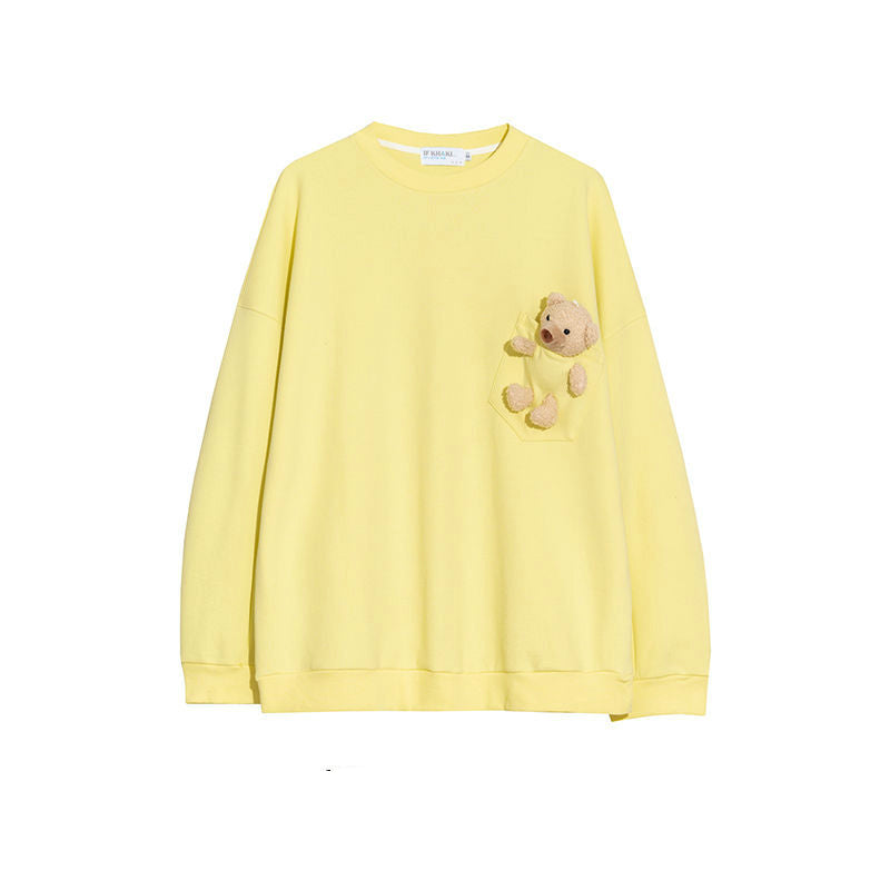 Oversized Bear-in-Pocket Sweatshirt