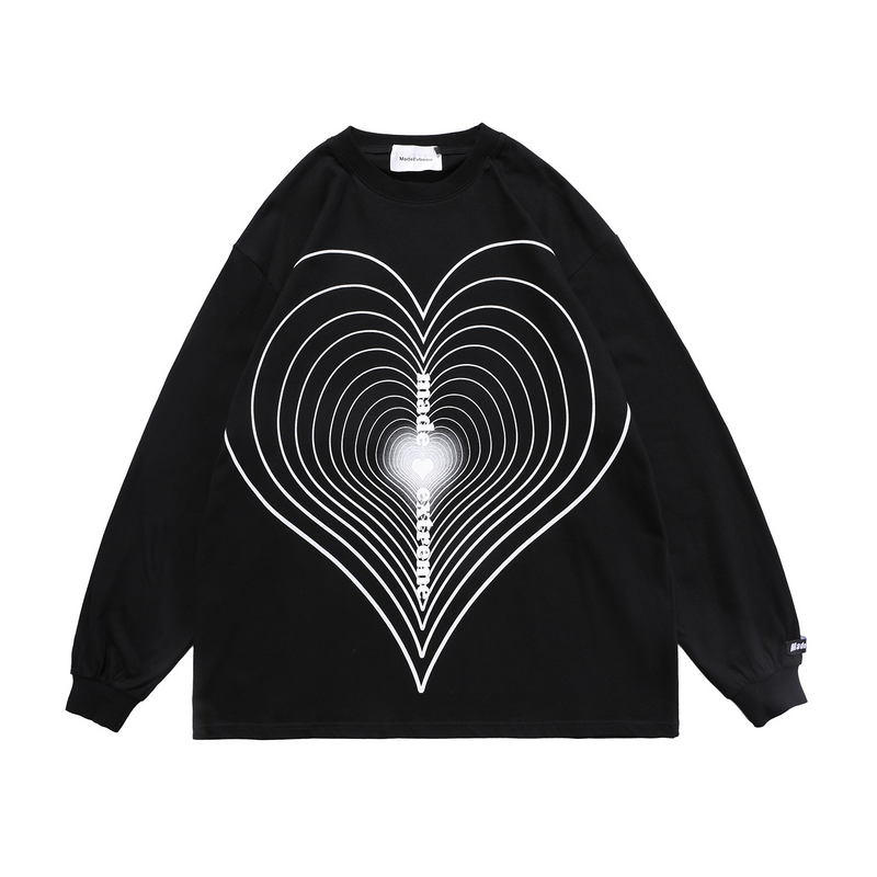 CH Layered Heart Pattern Long Sleeve Shirt