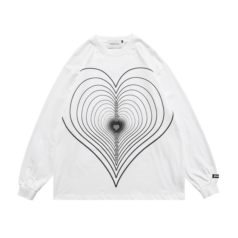 CH Layered Heart Pattern Long Sleeve Shirt