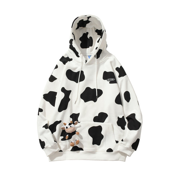 CH Cow Pattern Sherpa Hoodies