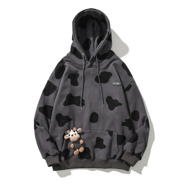 CH Cow Pattern Sherpa Hoodies