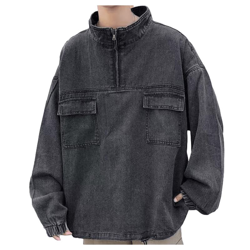 CH Half-Zip Denim Sweatshirt