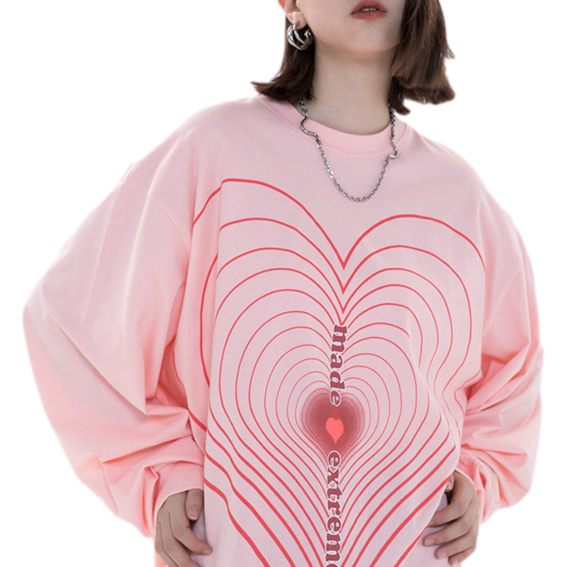 CH Layered Heart Pattern Long Sleeve Shirt