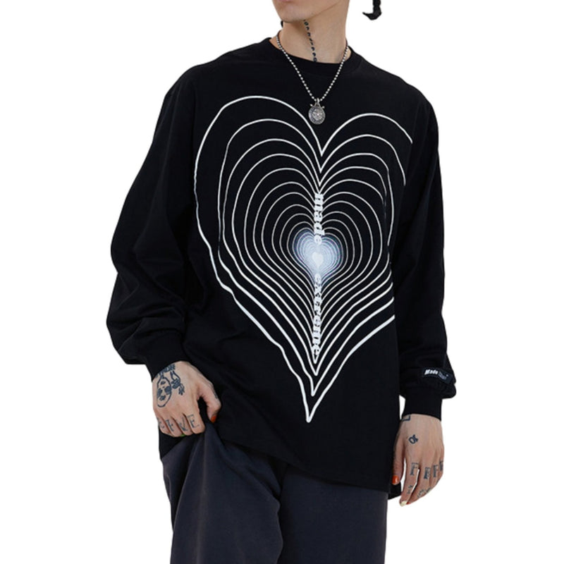 CH Layered Heart Pattern Long Sleeve Shirt