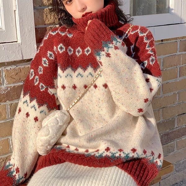 CH Vintage Pattern Color Match Sweater