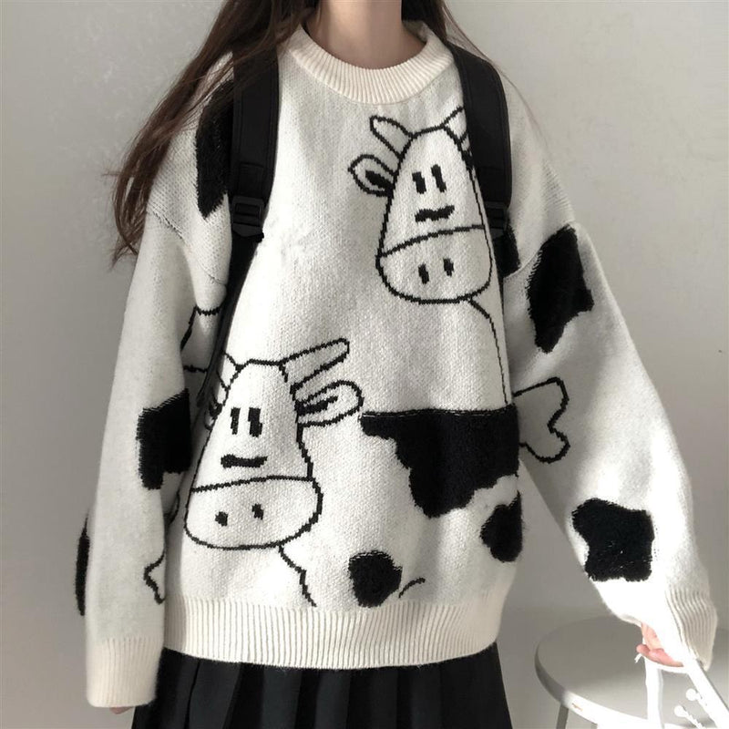 CH Knitted Cow Sketches Sweater