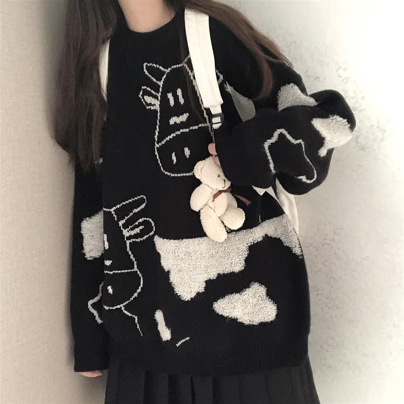 CH Knitted Cow Sketches Sweater