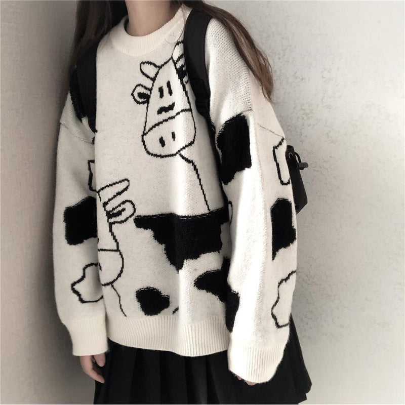 CH Knitted Cow Sketches Sweater