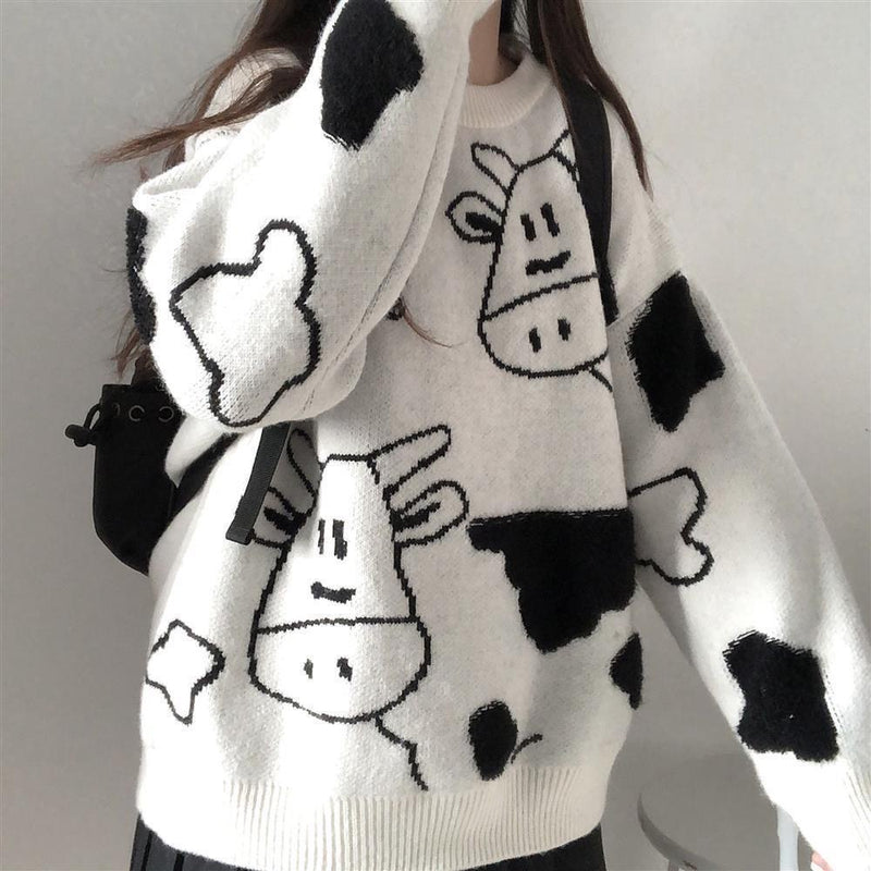 CH Knitted Cow Sketches Sweater