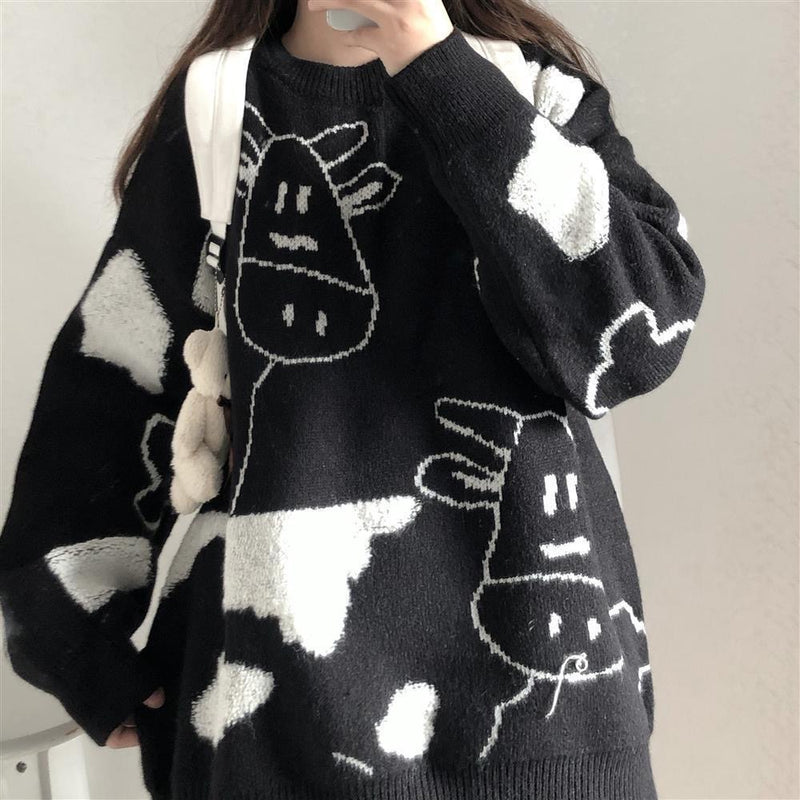 CH Knitted Cow Sketches Sweater