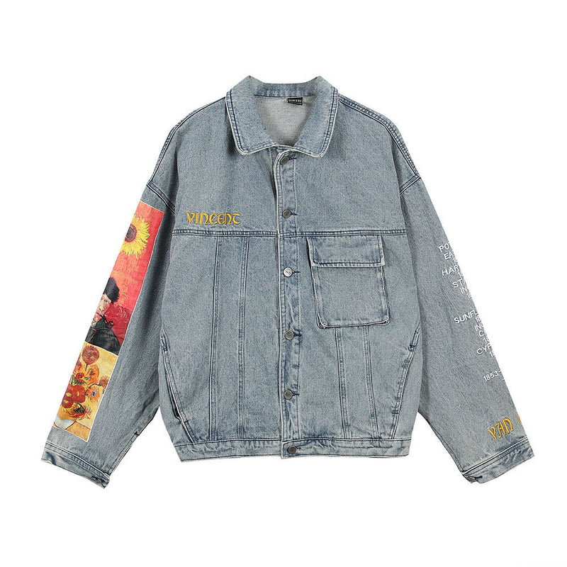 CH Van Gogh Sunflower Print Denim Jacket